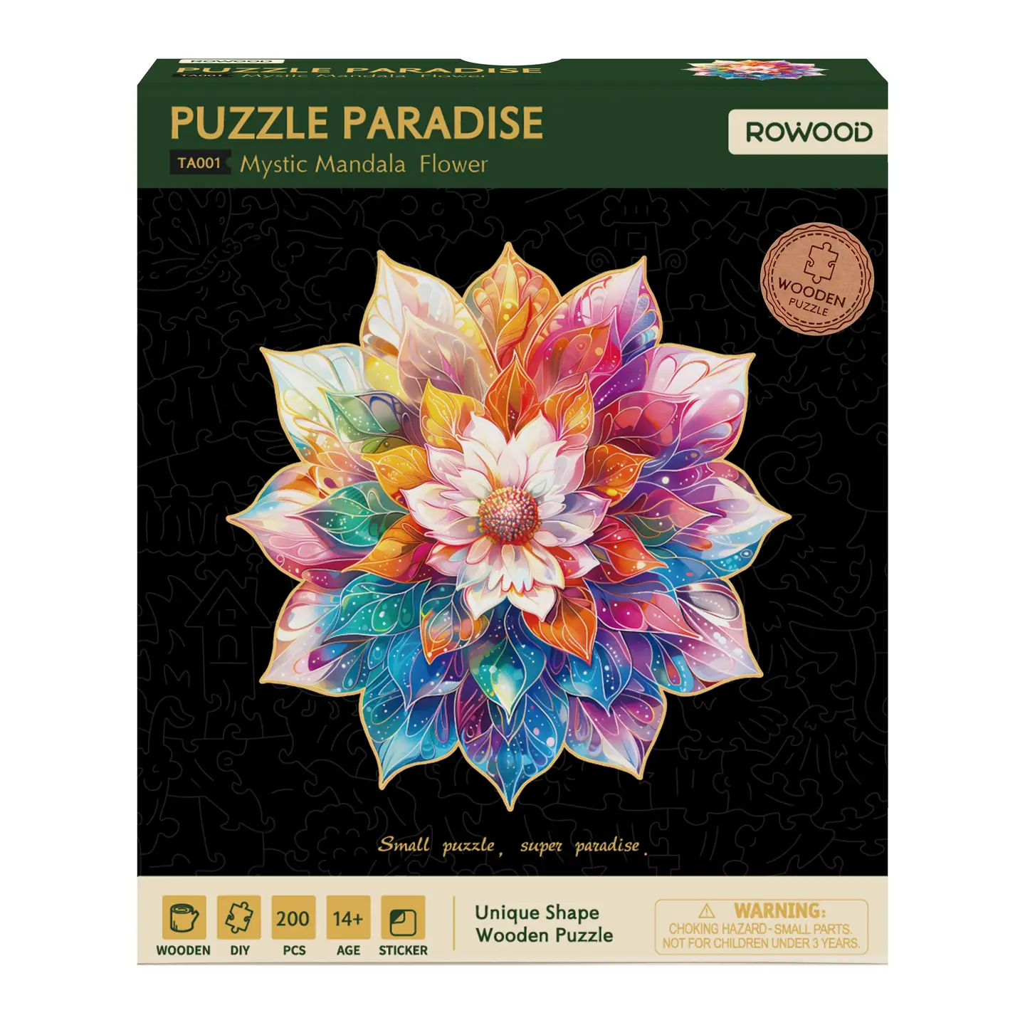Mystic Mandala Flower Wood Puzzle 200pc