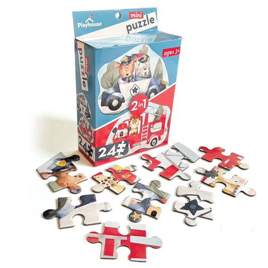 Double-sided Mini Puzzle: Police & Fire 24pc