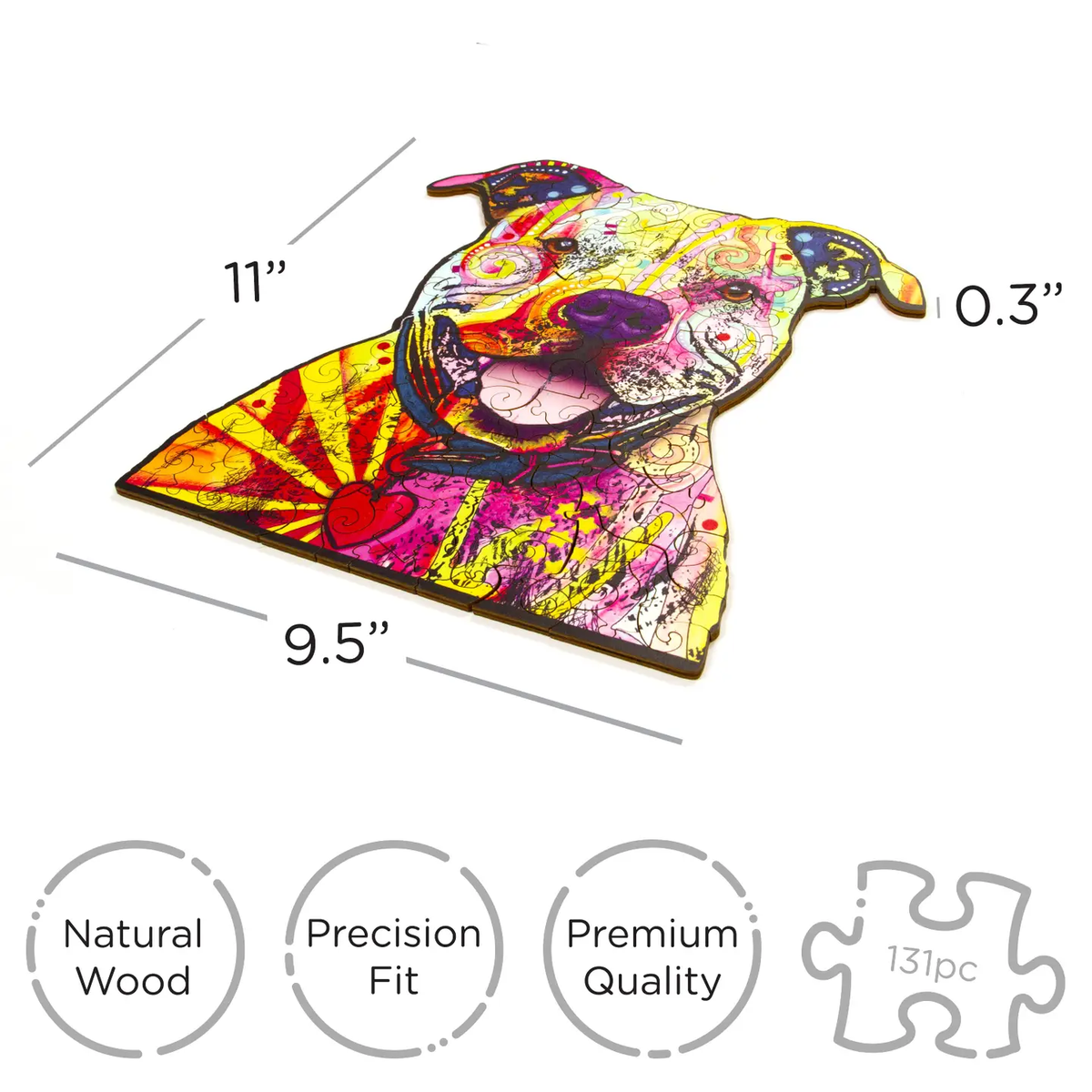 Dean Russo Pitbull Wood Puzzle 131pc