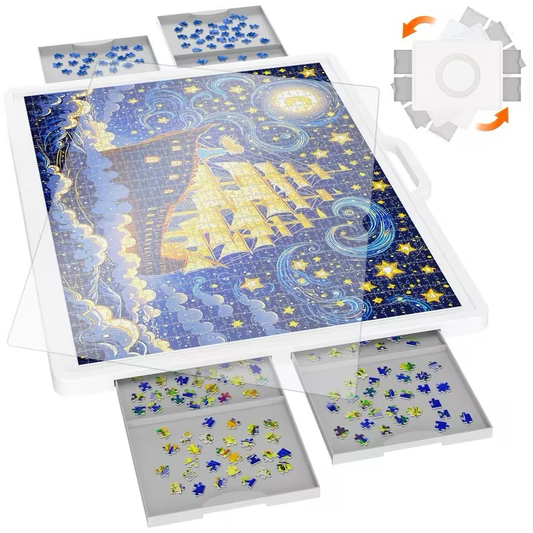 ABS Rotating Puzzle Board with Drawers for 1500pc