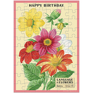 Happy Birthday Language of Flowers Puzzle Greeting Card 60pc