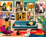 Mid-Century Cats 1000pc