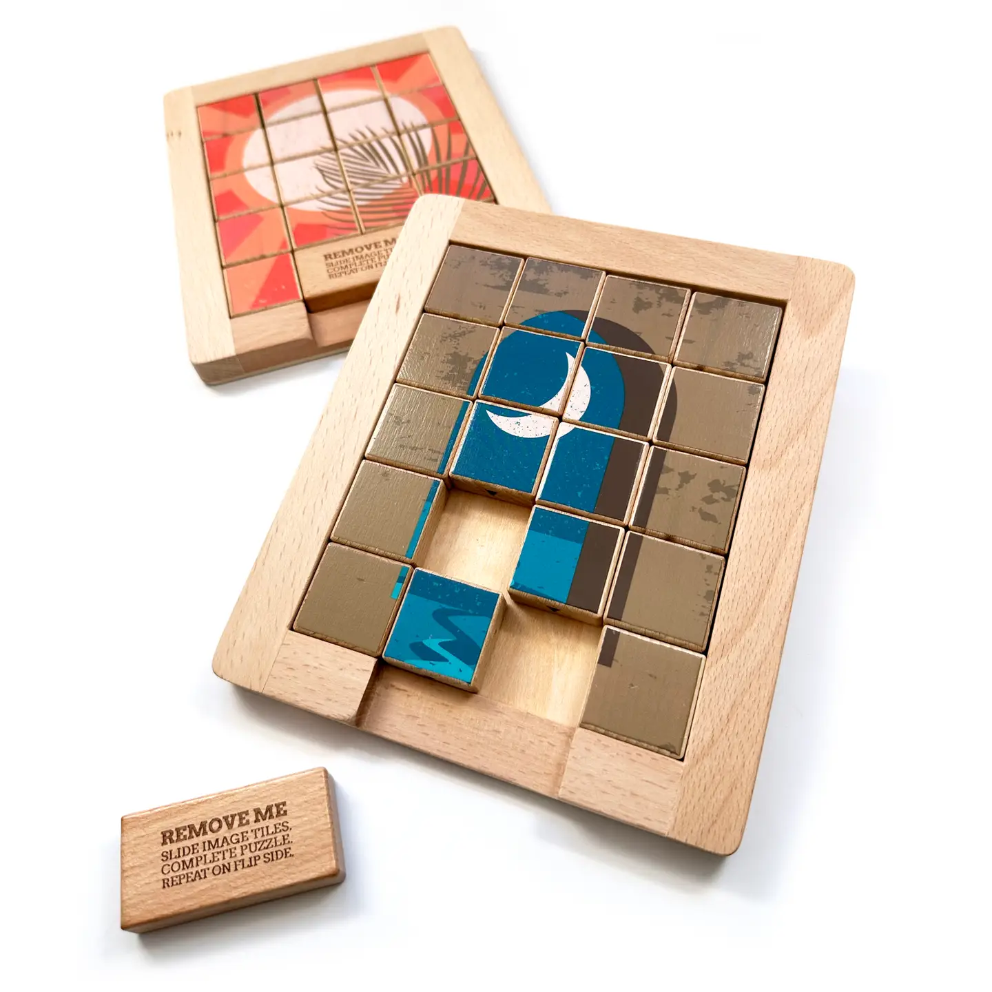 Dualities Wooden Sliding Puzzle: Day vs. Night