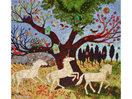 Three Unicorns by a Tree 406pc