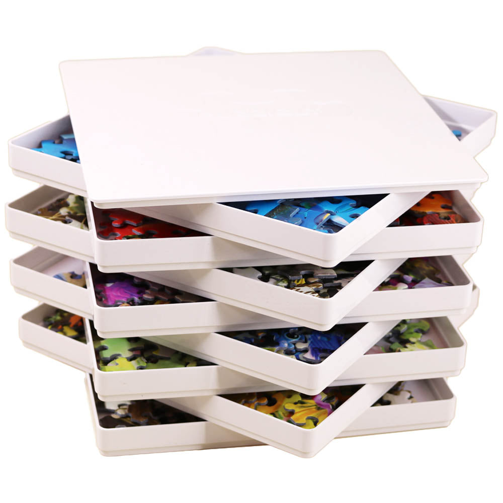 Stackable Sorting Trays with Lid 8-pack for 1000 pieces