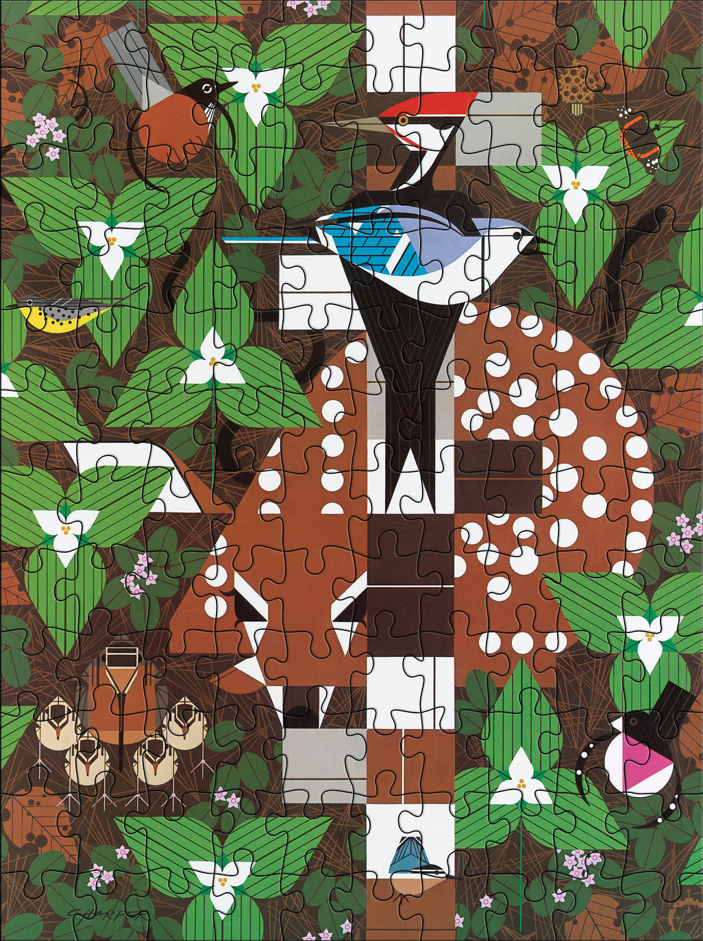 Charley Harper Double-Sided Jigsaw Puzzle Set 2x120pc