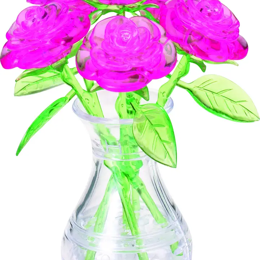 Crystal Puzzle - Pink Roses in a Vase