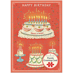 Happy Birthday Cake Puzzle Greeting Card 60pc