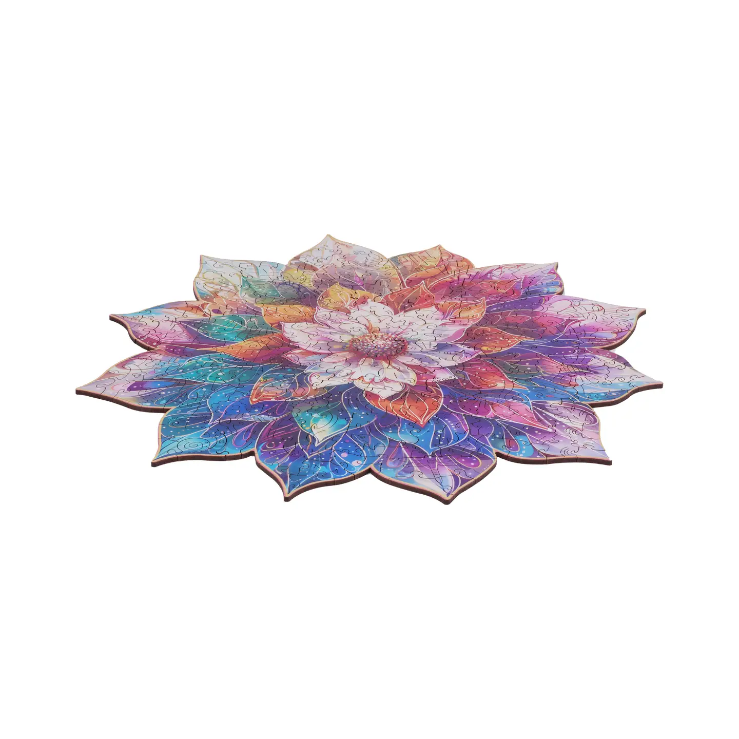Mystic Mandala Flower Wood Puzzle 200pc