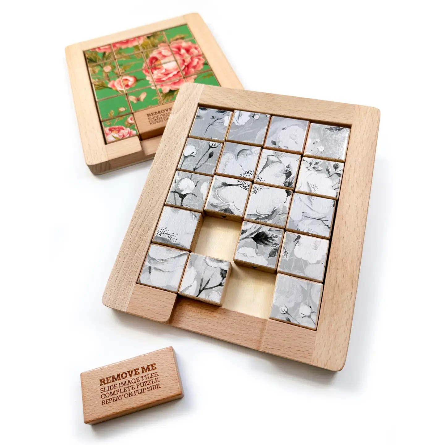 Dualities Wooden Sliding Puzzle: Color vs. B&W