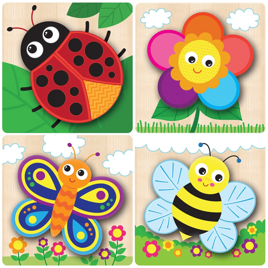 Garden Chunky Wood Puzzles 4-pack