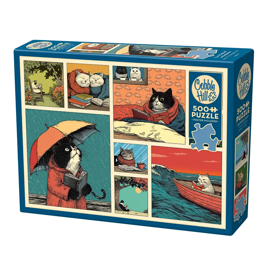 Cats Chillin with Books by Edward Gorey 500pc
