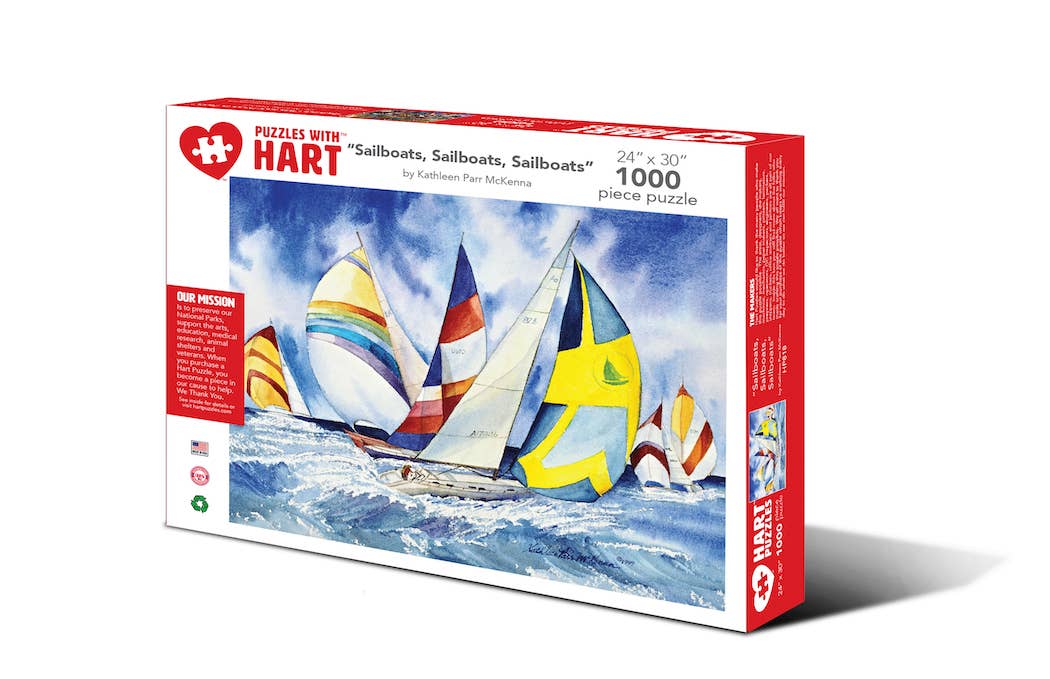 Sailboats, Sailboats, Sailboats by Kathleen Parr McKenna 1000pc