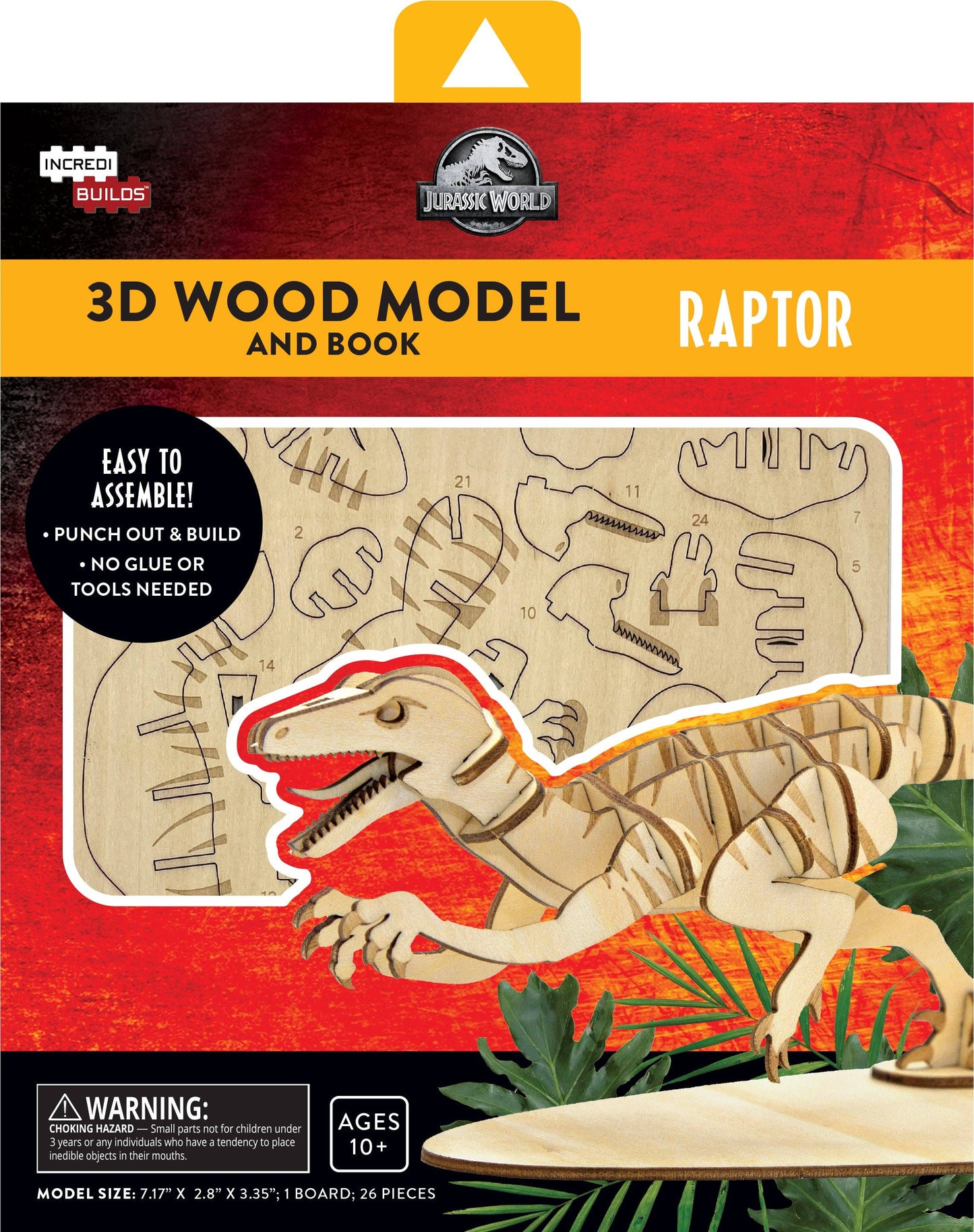 Jurassic World: Raptor 3D Wood Model and Book