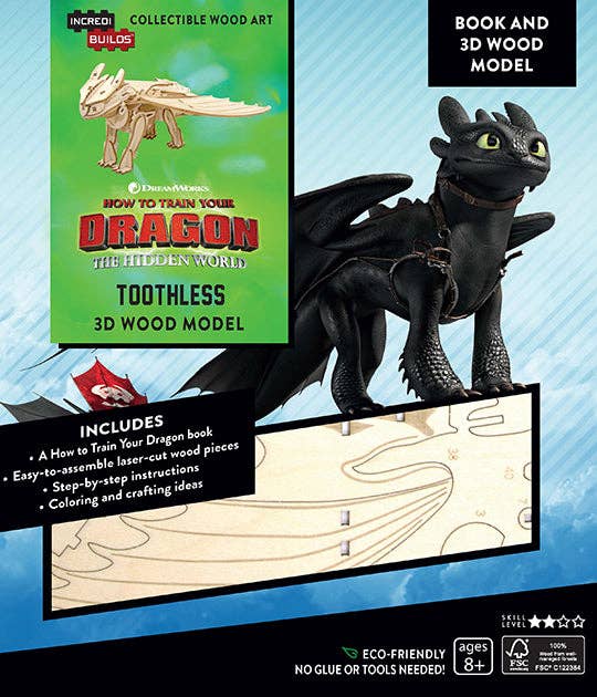 DreamWorks Dragons Book and 3D Wood Model
